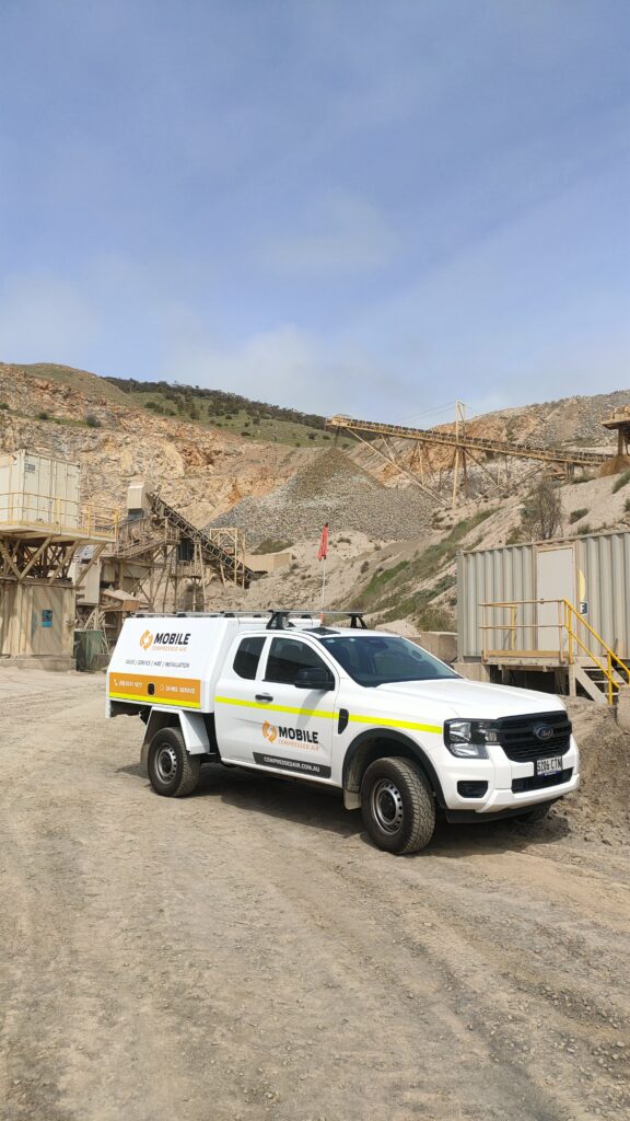 MCA vehicle at Southern Quarries Adelaide for breakdown repair and preliminary wessel audit Compressed Air Analysis 16 MCA vehcile onsite at a quarry